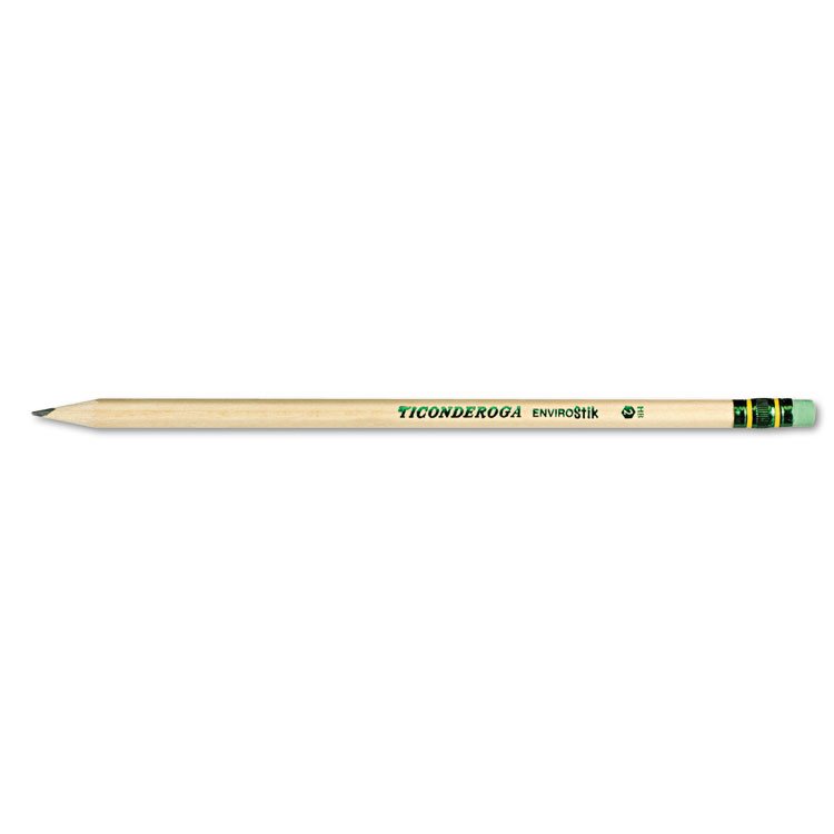 Ticonderoga EnviroStiks Pencil, HB (#2), Black Lead, Natural Woodgrain Barrel, Dozen (DIX96212)