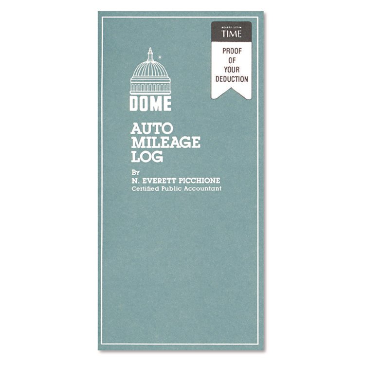 Dome Auto Mileage Log, One-Part (No Copies), 6.5 x 6.25, 32 Forms Total (DOM770)