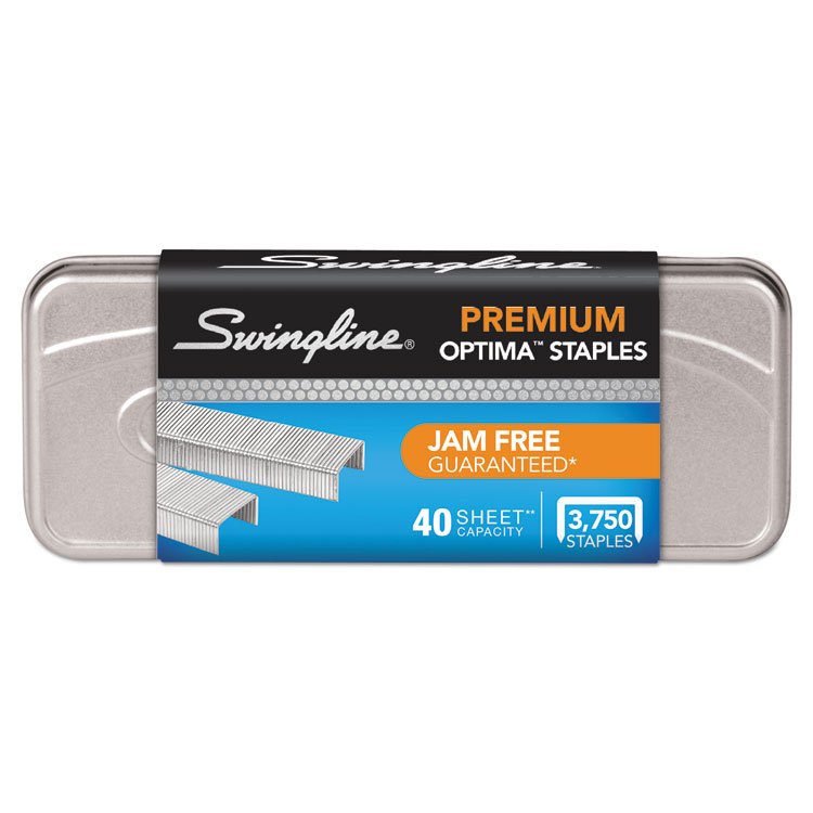 Swingline Optima Staples, 0.25" Leg, 0.5" Crown, Steel, 3,750/Pack (SWI35556)