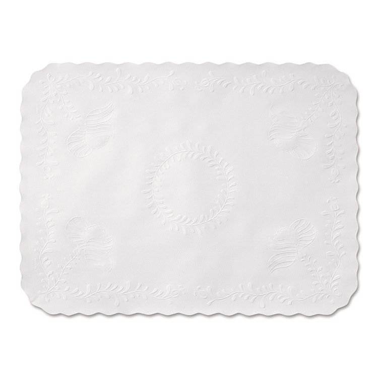 Hoffmaster Anniversary Embossed Scalloped Edge Tray Mat, 14 x 19, White, 1,000/Carton (HFMTC8704472)