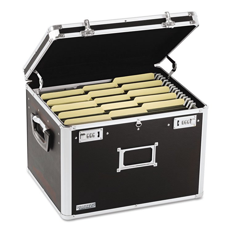 Vaultz Locking File Chest with Adjustable File Rails, Letter/Legal Files, 17.5" x 14" x 12.5", Black (IDEVZ01008)