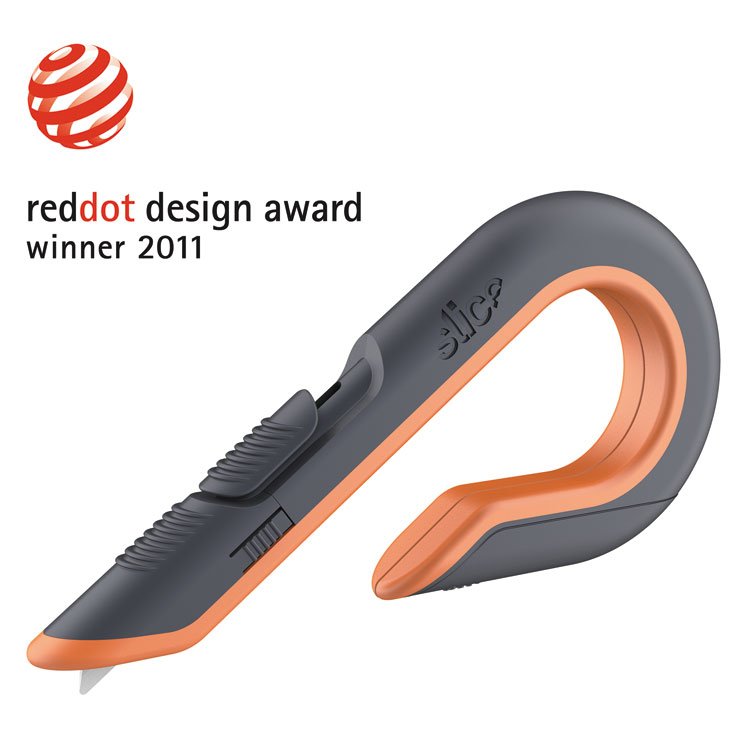 slice Box Cutters, Double Sided, Replaceable, 1.29" Carbon Steel Blade, 7" Nylon Handle, Gray/Orange (SLI10400)