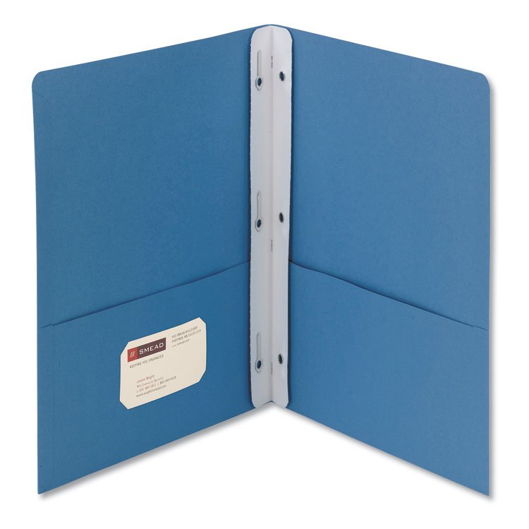 Smead 2-Pocket Folder with Tang Fastener, 0.5" Capacity, 11 x 8.5, Blue, 25/Box (SMD88052)