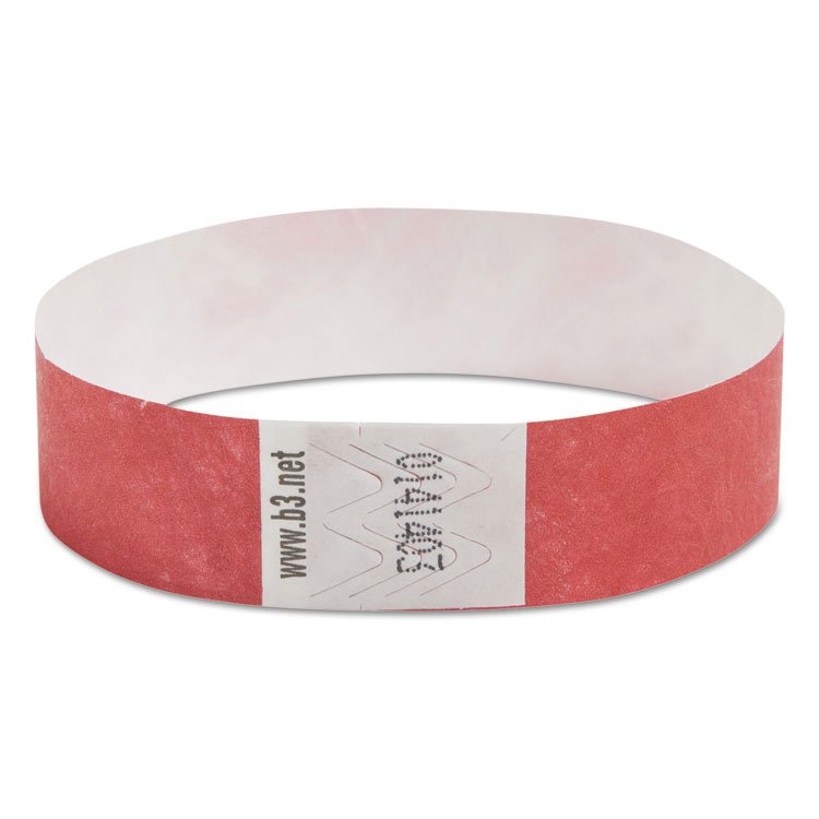 SICURIX Security Wristbands, Sequentially Numbered, 10" x 0.75", Red, 100/Pack (BAU85020)