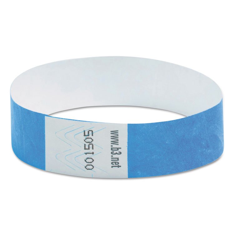 SICURIX Security Wristbands, Sequentially Numbered, 10" x 0.75", Blue, 100/Pack (BAU85030)