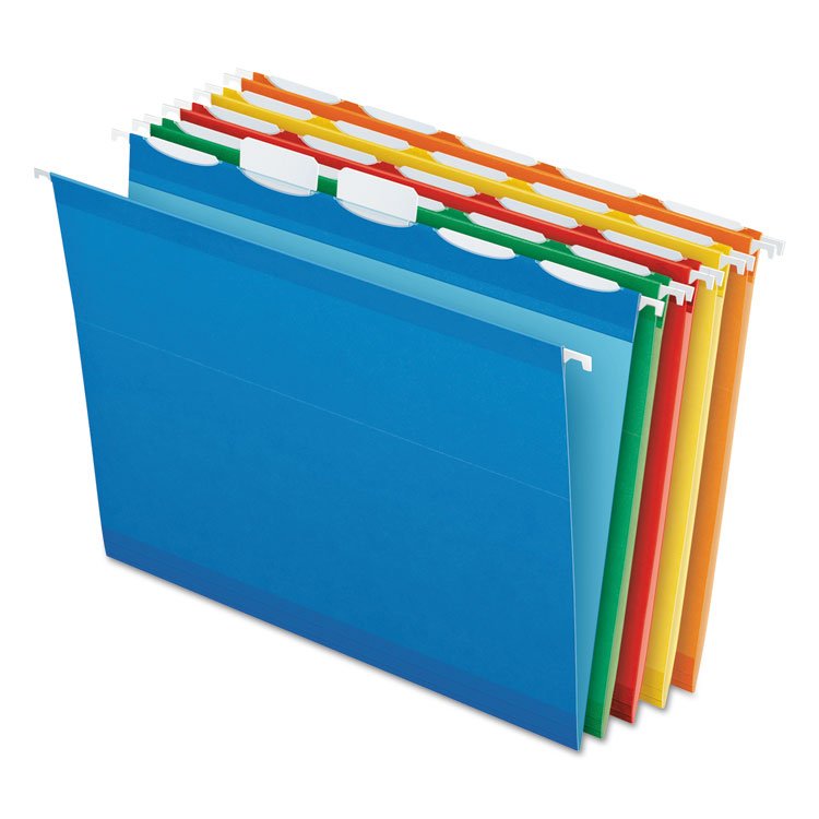 Pendaflex Ready-Tab Colored Reinforced Hanging Folders, Letter Size, 1/5-Cut Tabs, Assorted Colors, 25/Box (PFX42592)