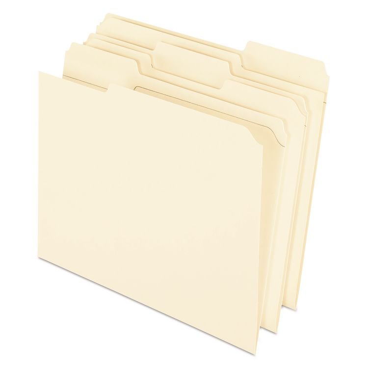 Pendaflex Reinforced Top File Folders, 1/3-Cut Tabs: Assorted Positions, Letter Size, Manila, 100/Box (PFXR75213)