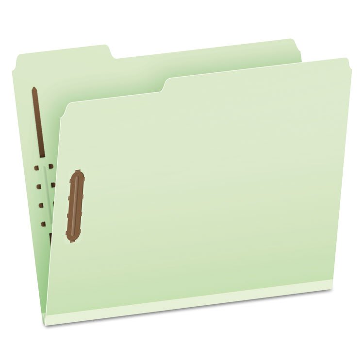 Pendaflex Heavy-Duty Pressboard Folders with Embossed Fasteners, 1/3-Cut Tabs, 1" Expansion, 2 Fasteners, Letter Size, Green, 25/Box (PFX17178)