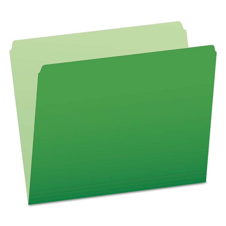Pendaflex Colored File Folders, Straight Tabs, Letter Size, Green/Light Green, 100/Box (PFX152BGR)