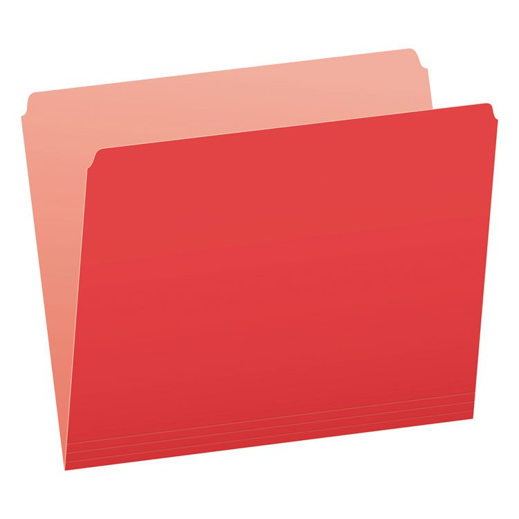 Pendaflex Colored File Folders, Straight Tabs, Letter Size, Red/Light Red, 100/Box (PFX152RED)