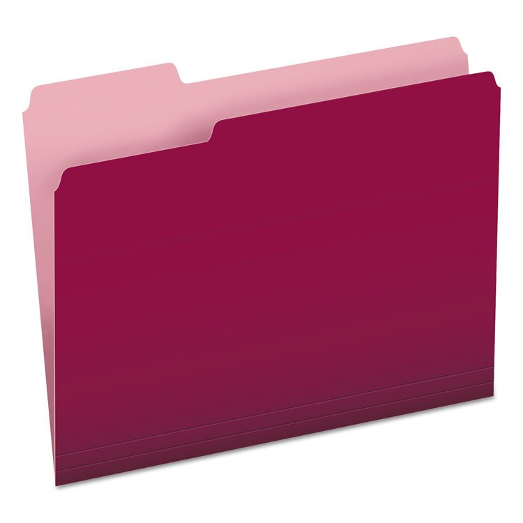 Pendaflex Colored File Folders, 1/3-Cut Tabs: Assorted, Letter Size, Burgundy/Light Burgundy, 100/Box (PFX15213BUR)