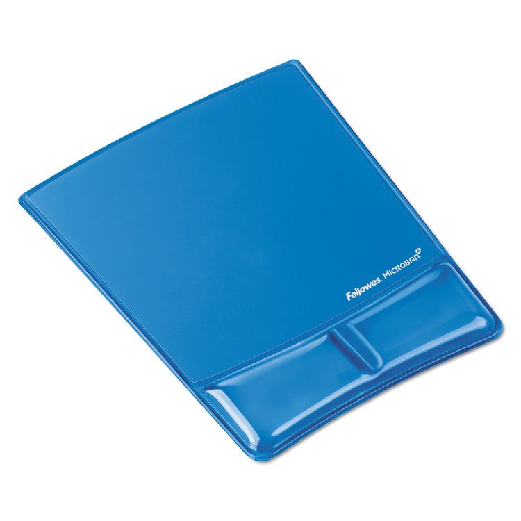 Fellowes Gel Wrist Support with Attached Mouse Pad, 8.25 x 9.87, Blue (FEL9182201)