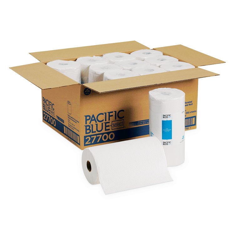 Georgia Pacific Professional Pacific Blue Select Two-Ply Perforated Paper Kitchen Roll Towels, 2-Ply, 11 x 8.8, White, 250/Roll, 12 Rolls/Carton (GPC27700)