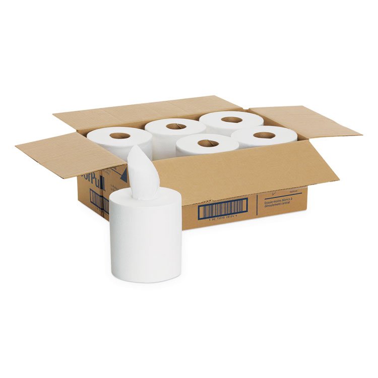Georgia Pacific Professional SofPull CenterPull Perforated Paper Towels, 1-Ply, 7.8 x 15, White, 320/Roll, 6 Rolls/Carton (GPC28124)