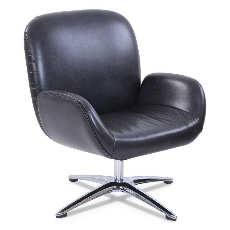 SertaPedic Tavern Collection Lounge Chair, 31.25" x 29.25" x 37.25", Distressed Brown Seat, Distressed Brown Back, Chrome/Silver Base (SRJ49688)