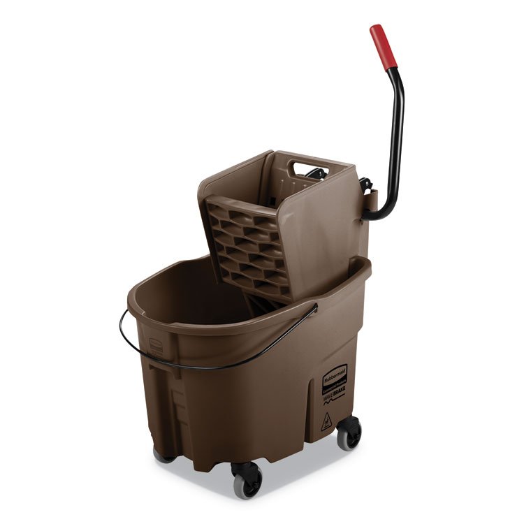 Rubbermaid Commercial WaveBrake 2.0 Bucket/Wringer Combos, Side-Press, 35 qt, Plastic, Brown (RCPFG758088BRN)