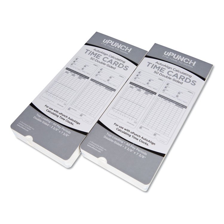 uPunch Time Clock Cards for uPunch HN2000/HN4000/HN4600, Two Sides, 7.5 x 3.5, 100/Pack (PPZHNTCL2100)