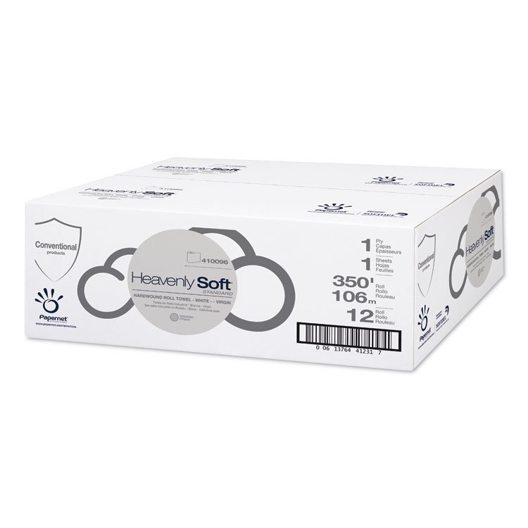 Papernet Heavenly Soft Standard Hardwound Roll Paper Towel, 1-Ply, 7.8" x 350 ft, White, 12 Rolls/Carton (SOD410096)