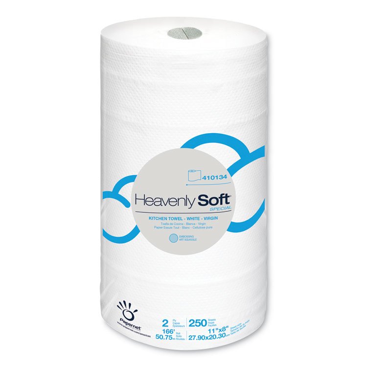 Papernet Heavenly Soft Special Kitchen Paper Towels, 2-Ply, 11" x 167 ft, White, 12 Rolls/Carton (SOD410134)
