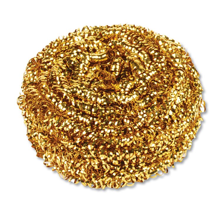 Kurly Kate Brass Scrubber, 50 g, Gold, 72/Carton (FKLL180598)