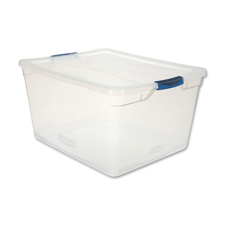 Rubbermaid Clever Store Basic Latch-Lid Container, 17.75 gal, 18.63" x 23.5" x 12.25", Clear (UNXRMCC710000)