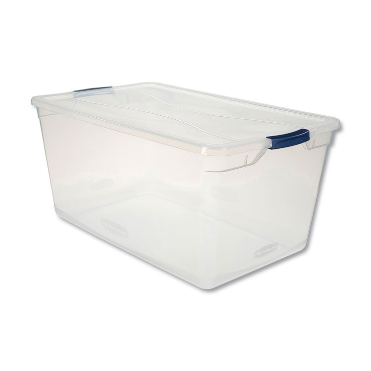 Rubbermaid Clever Store Basic Latch-Lid Container, 23.75 gal, 17.75" x 29" x 13.25", Clear (UNXRMCC950001)
