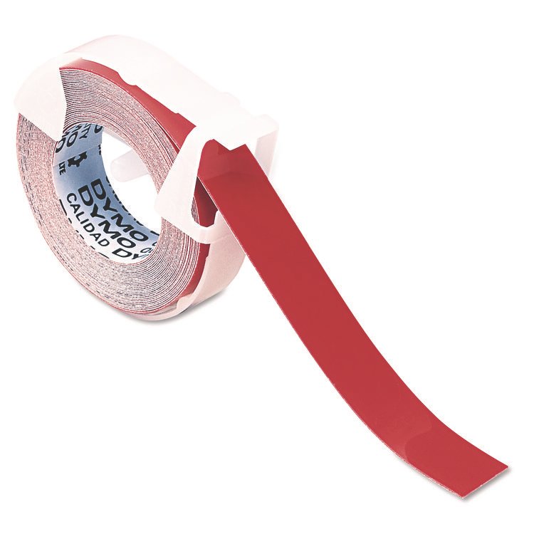 DYMO Self-Adhesive Glossy Labeling Tape for Embossers, 0.37" x 12 ft Roll, Red (DYM520102)