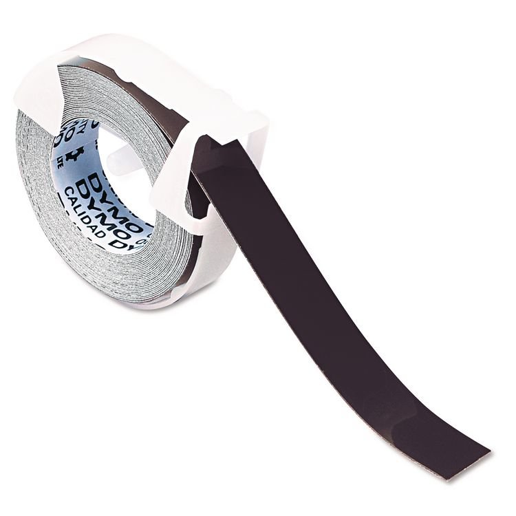 DYMO Self-Adhesive Glossy Labeling Tape for Embossers, 0.37" x 9.8 ft Roll, Black (DYM520109)