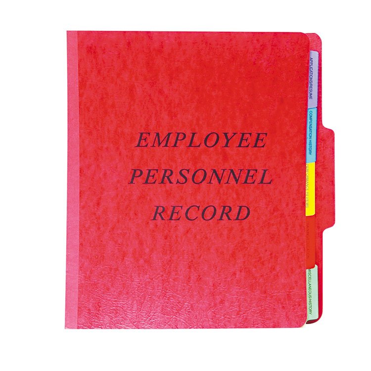 Pendaflex Vertical-Style Personnel Folders, 2" Expansion, 5 Dividers, 2 Fasteners, Letter Size, Red Exterior (PFXSER1ER)