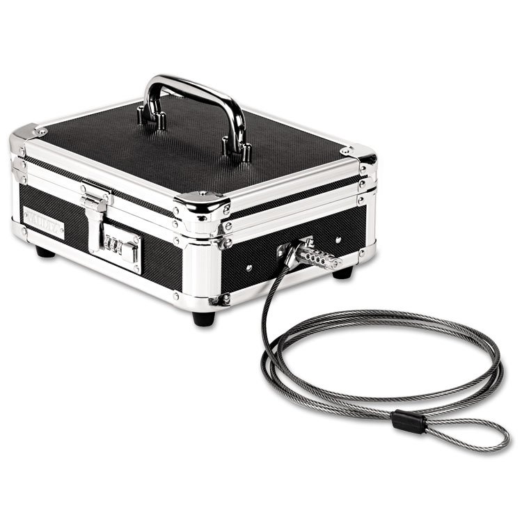 Vaultz Locking Cast Box with Tumbler Lock, 10 x 8.75 x 5, Plastic; Steel, Black and Chrome (IDEVZ01002)