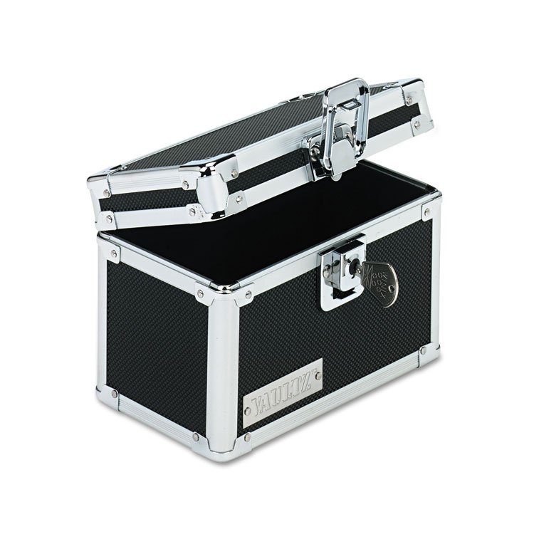 Vaultz Vaultz Locking Index Card File with Flip Top, Holds 350 3 x 5 Cards, 6 x 4 x 4.25, Black (IDEVZ01169)