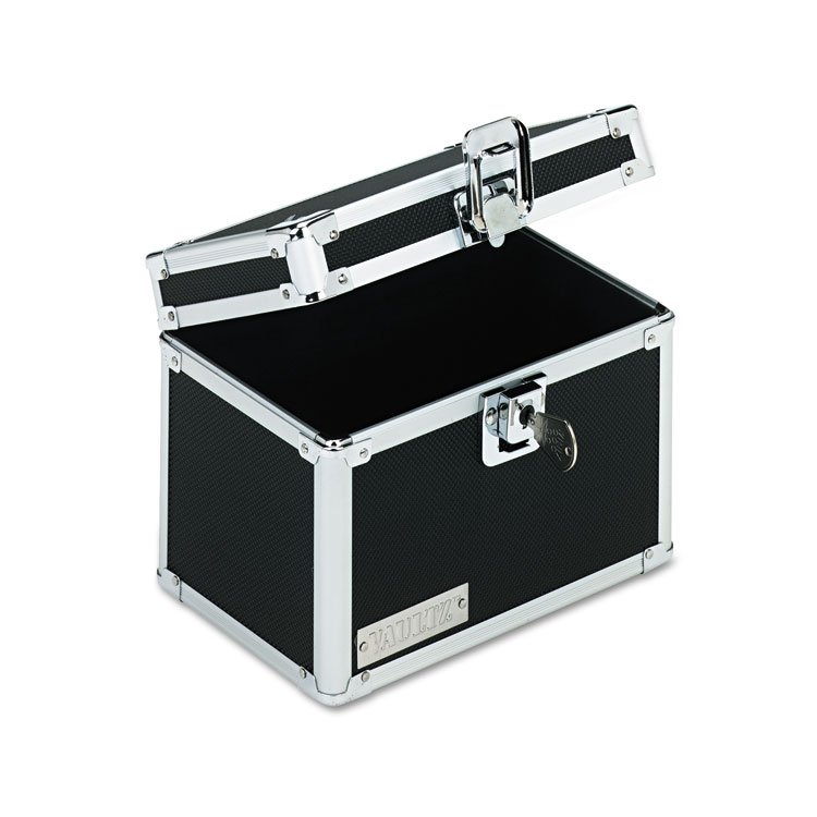 Vaultz Vaultz Locking Index Card File with Flip Top, Holds 450 4 x 6 Cards, 7 x 5 x 5, Black (IDEVZ01171)
