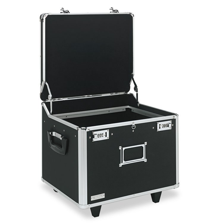 Vaultz Locking Mobile File Chest, Letter/Legal Files, 17.5" x 15.5" x 14.5", Black/Chrome (IDEVZ01270)