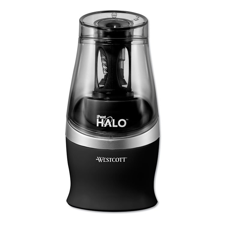 Westcott Halo Colored Pencil Non-Stick Electric Sharpener, AC-Powered, 3.5 x 6.75, Black/Silver (ACM16894)