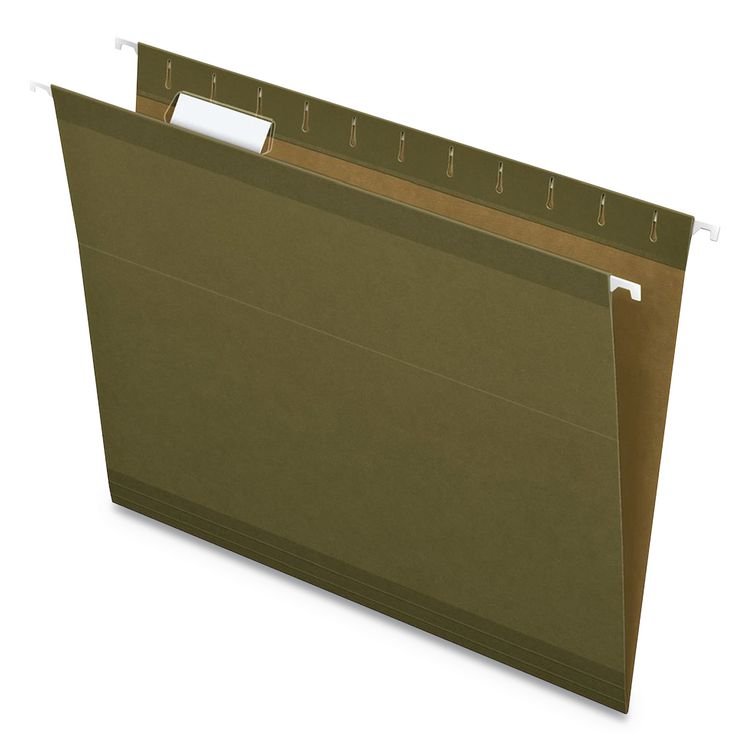 Pendaflex Earthwise by Pendaflex 100% Recycled Colored Hanging File Folders, Printable Inserts, Letter Size, 1/5-Cut Tabs, Green, 25/BX (PFXRCY415215SGR)
