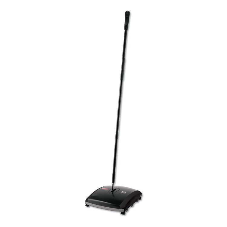 Rubbermaid Commercial Dual Action Sweeper, 44" Steel/Plastic Handle, Black/Yellow (RCP421388BLA)