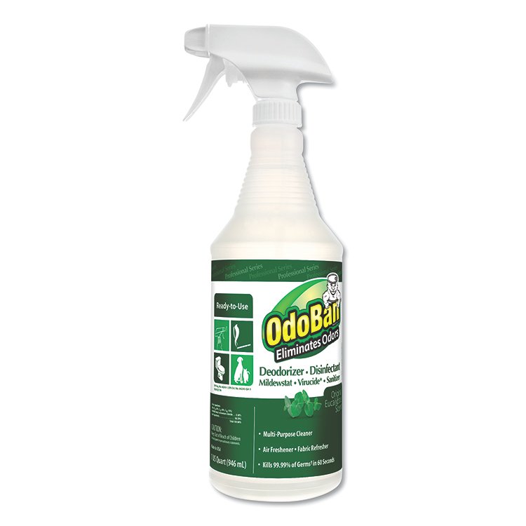 OdoBan RTU Odor Eliminator and Disinfectant, Eucalyptus Scent, 32 oz Spray Bottle (ODO910062QC12)