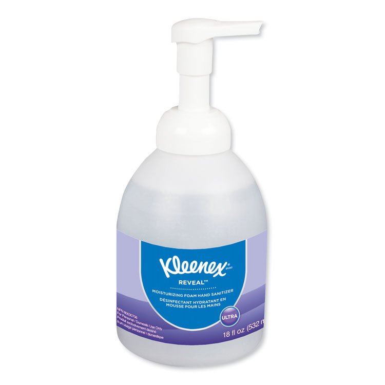 Kleenex Reveal Ultra Moisturizing Foam Hand Sanitizer, 18 oz Bottle, Fragrance-Free, 4/Carton (KCC45826CT)