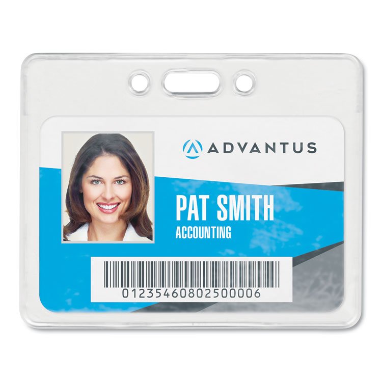 Advantus Proximity ID Badge Holders, Horizontal, Clear 3.75" x 3" Holder, 3.5" x 2.25" Insert, 50/Pack (AVT75450)