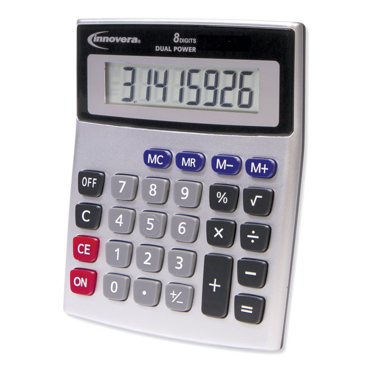 Innovera 15927 Desktop Calculator, Dual Power, 8-Digit LCD (IVR15927)