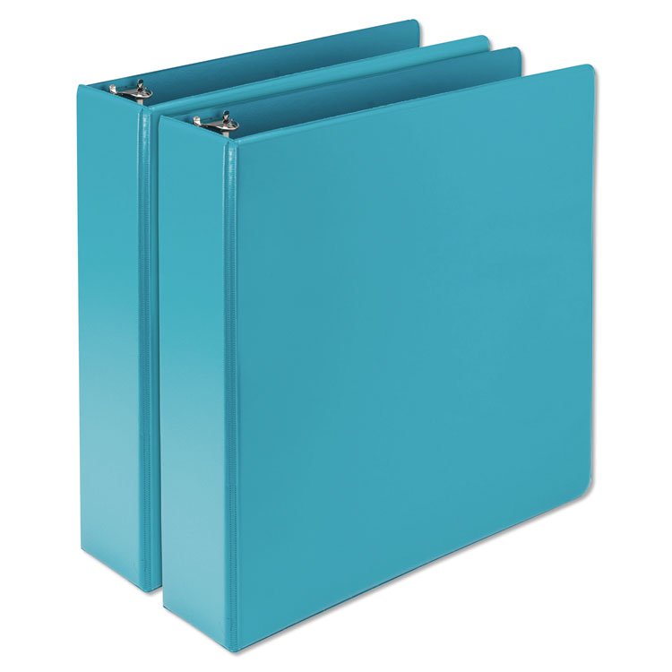 Samsill Earth's Choice Plant-Based Durable Fashion View Binder, 3 Rings, 2" Capacity, 11 x 8.5, Turquoise, 2/Pack (SAMU86677)