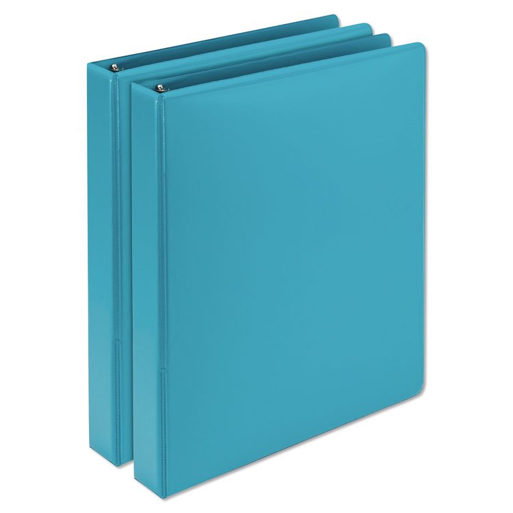 Samsill Earth's Choice Plant-Based Durable Fashion View Binder, 3 Rings, 1" Capacity, 11 x 8.5, Turquoise, 2/Pack (SAMU86377)