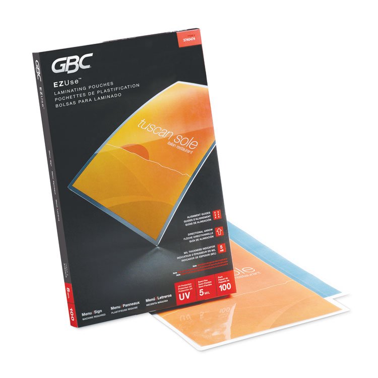 GBC EZUse Thermal Laminating Pouches, 5 mil, 11.5" x 17.5", Gloss Clear, 100/Box (GBC3740474)