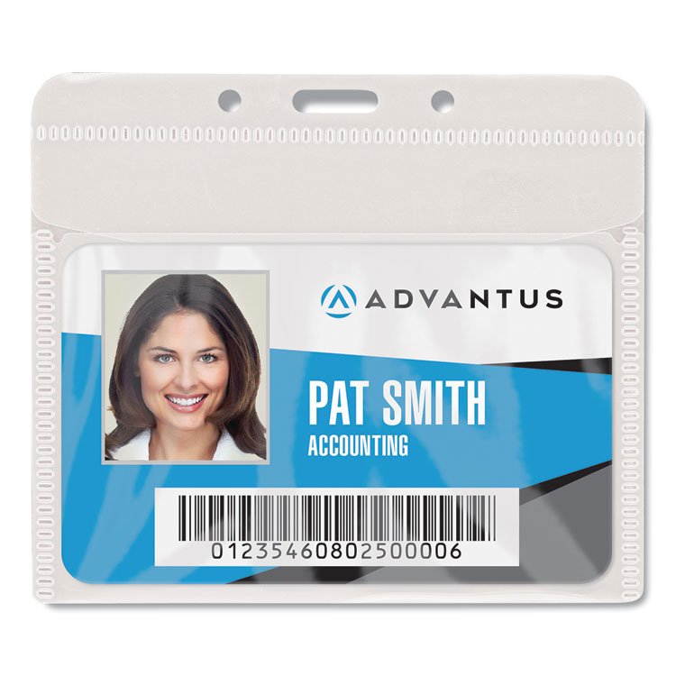 Advantus PVC-Free Badge Holders, Horizontal, Clear 4.5" x 4" Holder, 4.13" x 3.25" Insert, 50/Pack (AVT75603)