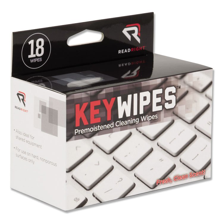Read Right KeyWipes Keyboard Wet Wipes, 6.88 x 5, Unscented, 18/Box (REARR1233)