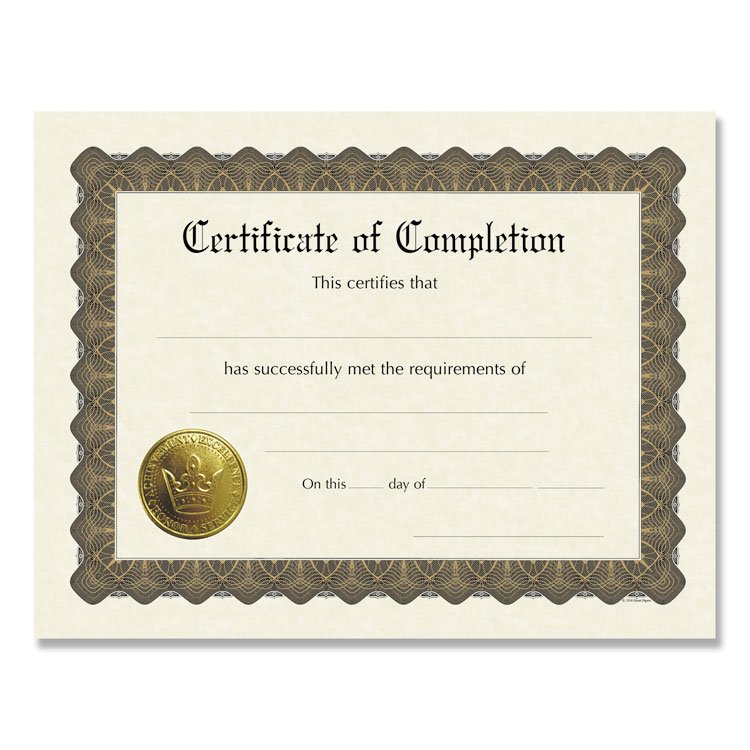 Great Papers! Ready-to-Use Certificates, Completion, 11 x 8.5, Ivory/Brown/Gold Colors with Brown Border, 6/Pack (COS930400)