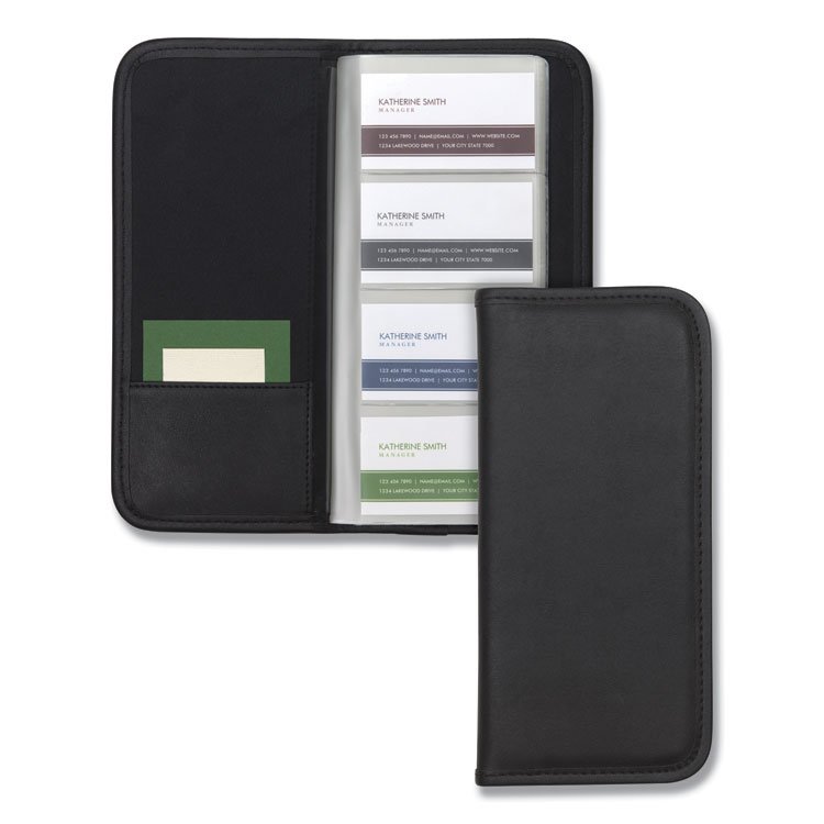 Samsill Professional Vinyl Business Card File, Holds 160 2 x 3.5 Cards, 4.75 x 10.25, Black (SAM80850)