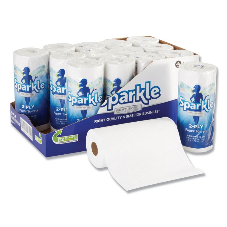 Georgia Pacific Professional Sparkle ps Premium Perforated Paper Kitchen Towel Roll, 2-Ply, 11 x 8.8, White, 85/Roll, 15 Rolls/Carton (GPC2717714)