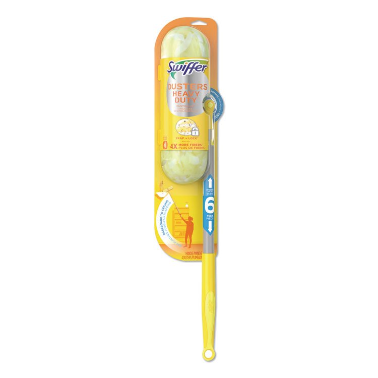 Swiffer Heavy Duty Dusters with Super Extender Handle, 6 ft Handle, 1 Handle/4 Dusters, 4/Carton (PGC77326)