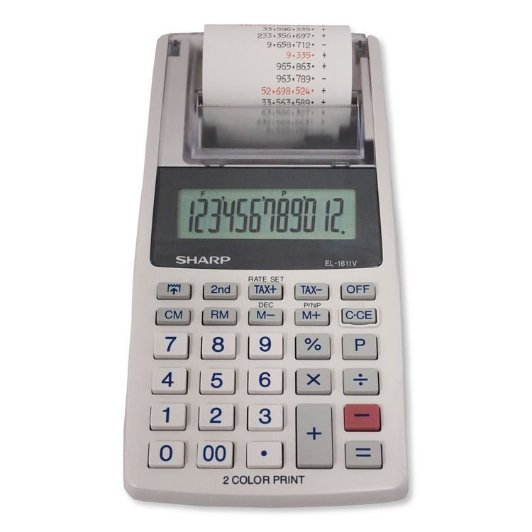 Sharp EL-1611V Printing Calculator, Black/Red Print, 2 Lines/Sec (SHREL1611V)